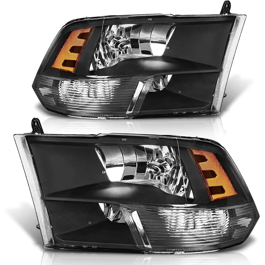 

For 20092018 Dodge Ram Headlight Assembly Compatible with 20092018 Ram 1500 20102018 Ram 2500 3500 Black Housing Amber Reflecto