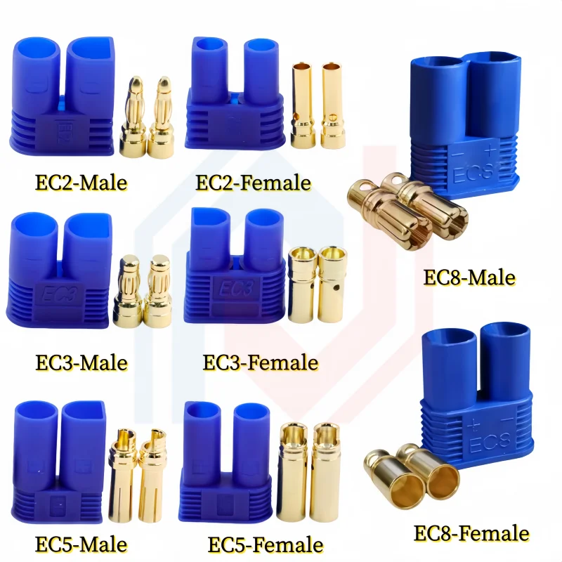 

EC2/EC3/EC5/EC6/EC8 connector kit male and female Bullet Gold Plated Banana Plug Be used for RC Model Airplane Connector parts
