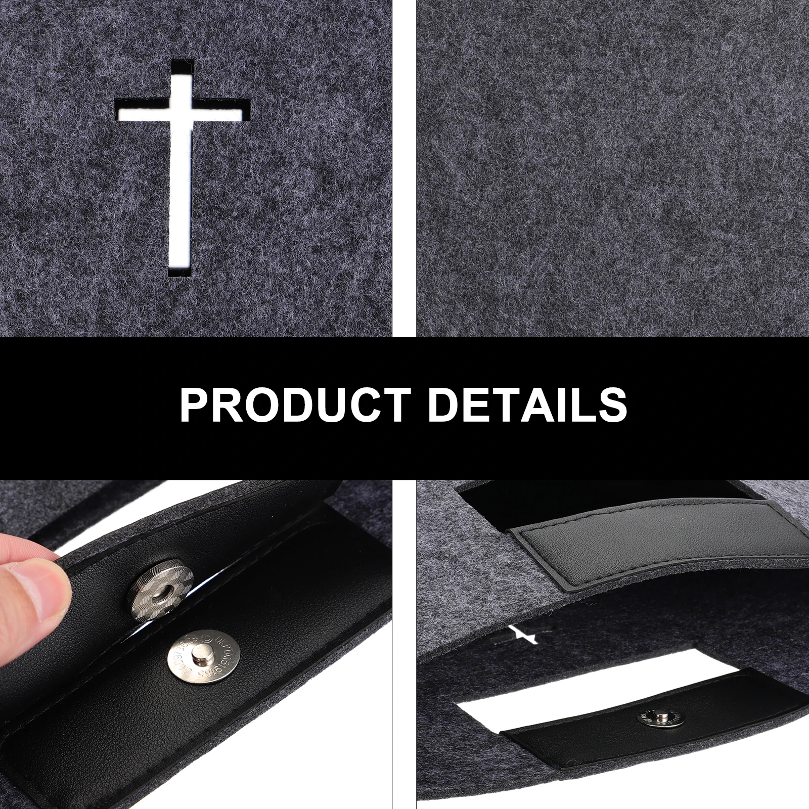 

1pc Bible Storage Bag Felt Tote Large Capacity Cross Design Shopping Case Christian Gift Bible Cover Church Notebook