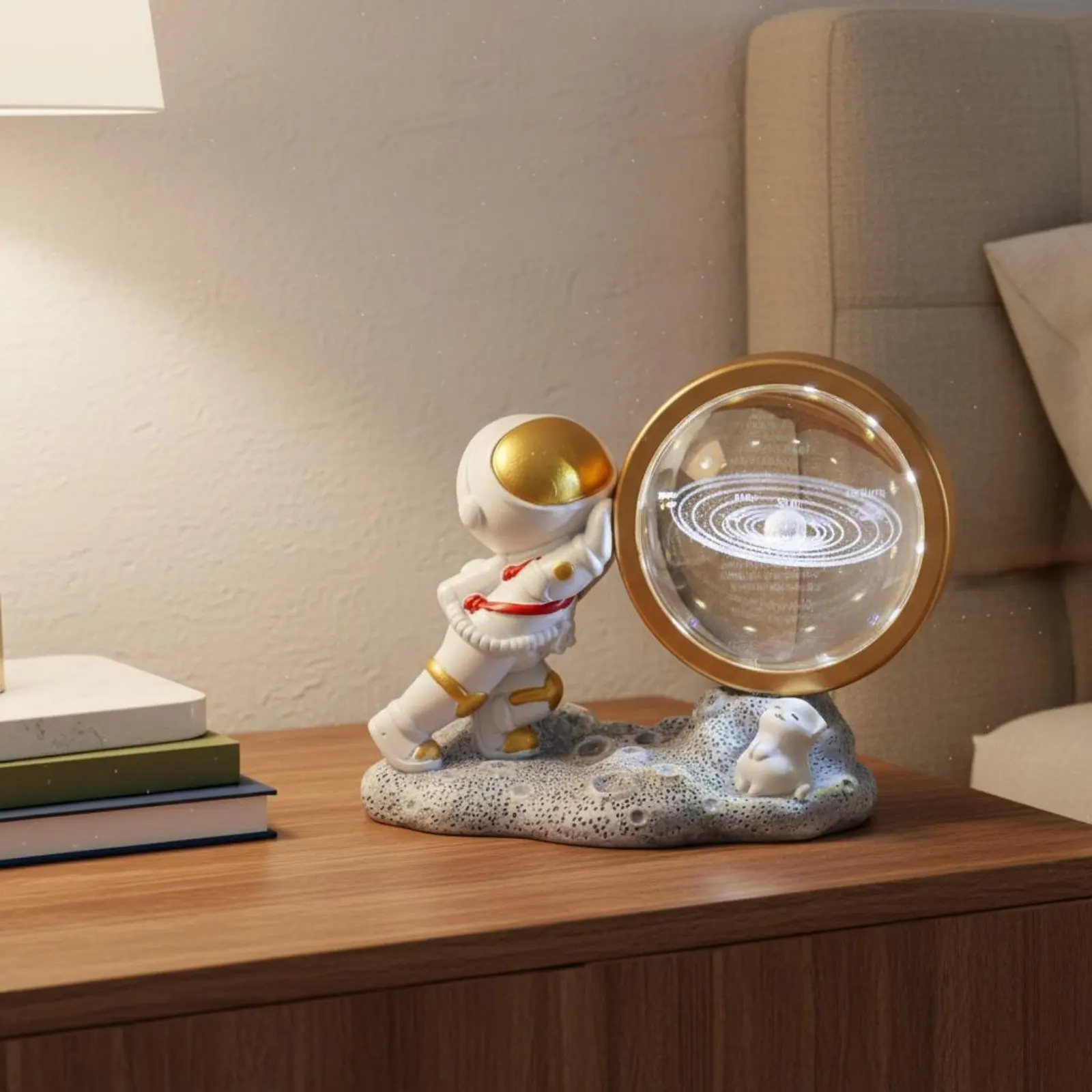 Astronaut Crystal Ball Lamp Birthday Gift Astronaut Night Light Crystal Ball Lamp Tabletop Display Space Desk Decor Decorative