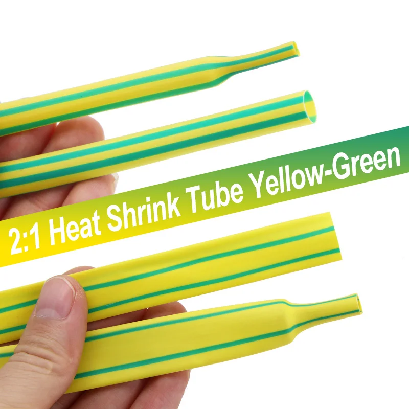 Yellow Green 2:1 Heat Shrink Tube 1 ~ 50mm Electrical Wire Wrapping Charging Data Cable Insulated Protect Heat-shrinkable Sheath