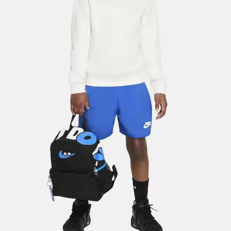 Nike11L Mini Backpack Unisex Casual School Bag Versatile Zipper Adjustable Padded Shoulder Straps Black with Photo Blue Polyester Fiber Fz7259-010