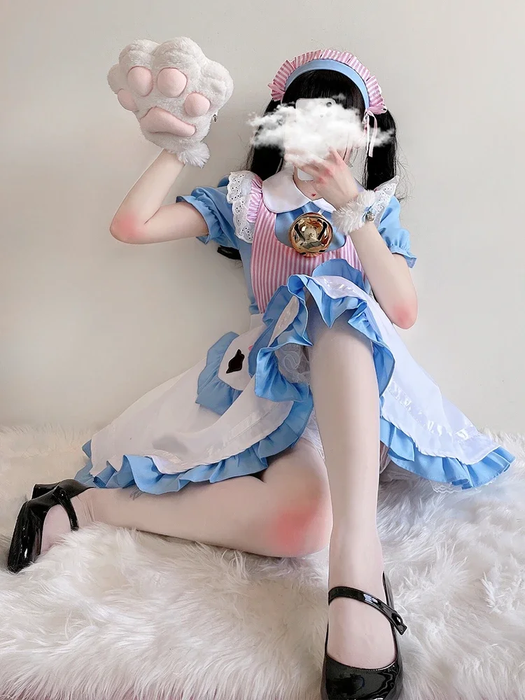 Cat Maid Cosplay Costumes Soft Girl Lolita Dress Bell Cat Girl Kawaii Outfit Working Clothes Anime Disfraz Plus Size Oktoberfest