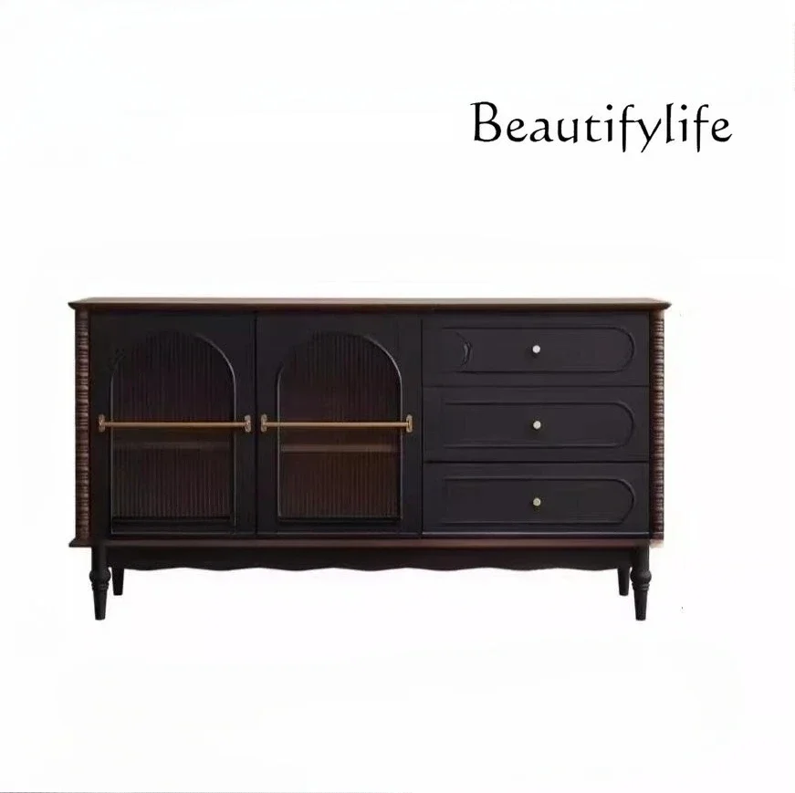 

FG52American retro style dining side cabinet French medieval style living room locker against the wall tea locker