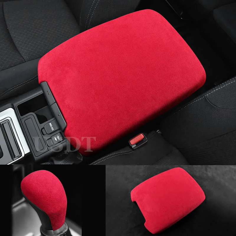 

Top Seude Armrest Box Panel Mat for TOYOTA PRADO 2010 2018 2019 2020 2021 2023 Leather Car Gear Shift Knob Cover Suede Gears