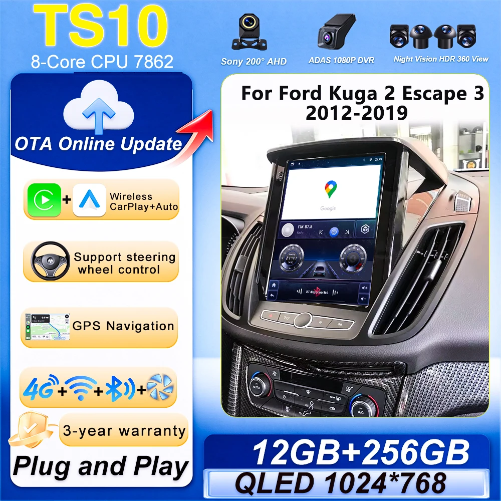 Tesla Style Screen Car Radio - Radio Mobil 9,7 Inci untuk Ford
