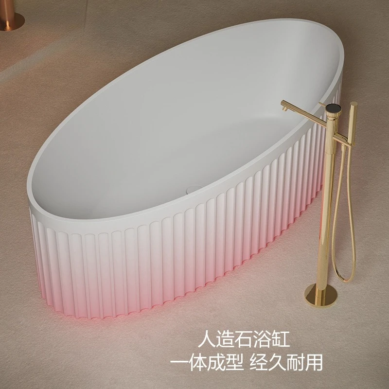 Artificial stone bathtub independent vertical stripe home hotel B&B villa light luxury bathtub