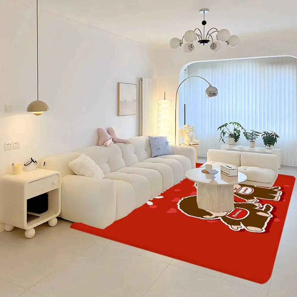Happiness And Fortune M-MonchhichiS Floor Mat Rectangle Anti-slip Home Soft Badmat Front Door Indoor Outdoor Mat Hotel Decor Mat