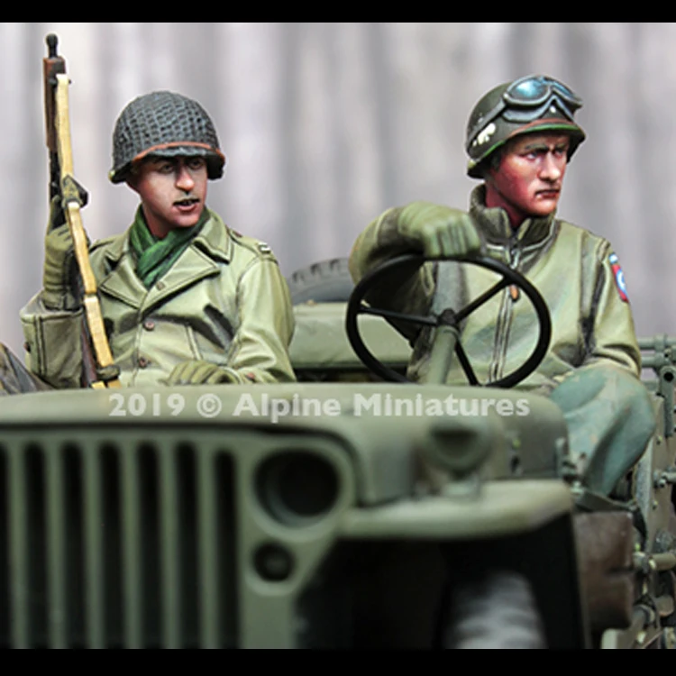 1/35 WW2 미국 지프 크루 세트, 지프 없음, 송진 모델 군인 GK, 제 2 차 세계 대전 군사 테마, 조립되지 않은 및 도색되지 않은 키트