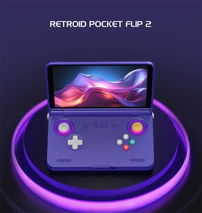 Retroid Pocket Flip2 ريترو وحدة تحكم بجهاز لعب محمول مشغل فيديو 5.5 بوصة 1080P AMOLED شاشة تعمل باللمس SD865 Android13 PSP PS2game