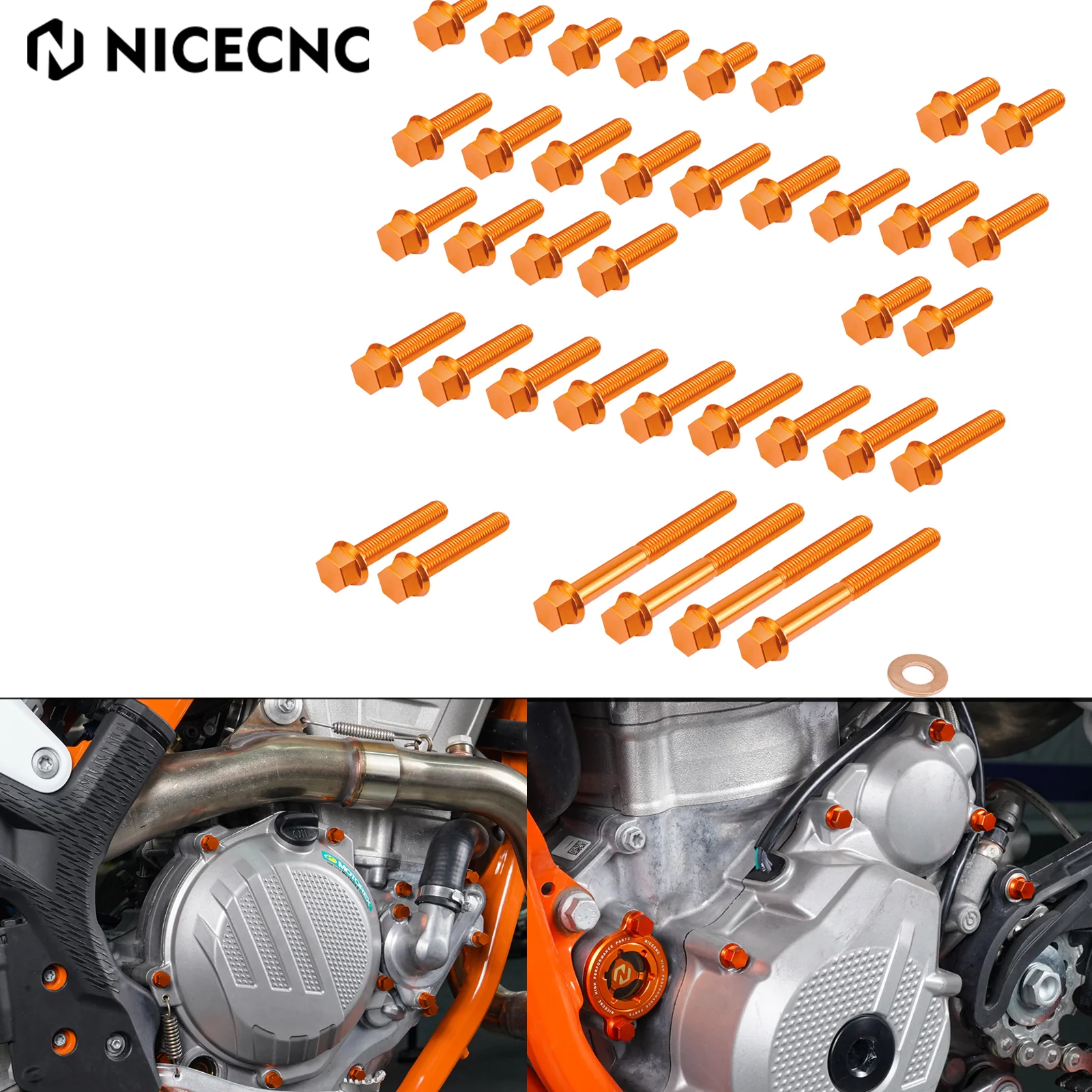 

NICECNC Ignition Clutch Cover Water Pump Cover Power Valve Cover Screw Engine Bolts Kit For KTM EXC300 XCW EXC 300 250 2017-2022