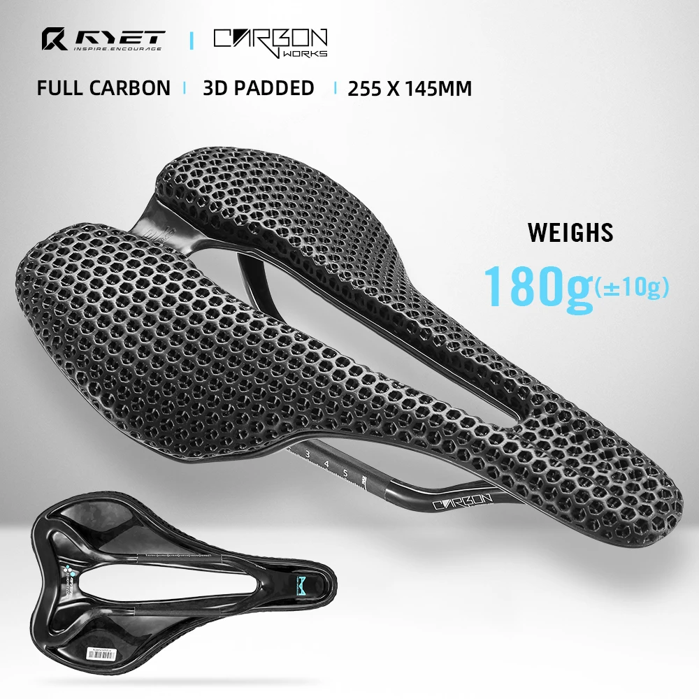 RYET 3D Printed Bike Saddle Carbon Saddle 150mm Super Light Road MTB Racing Saddles Bicycle Seat Cushion Cycling Seating Parts