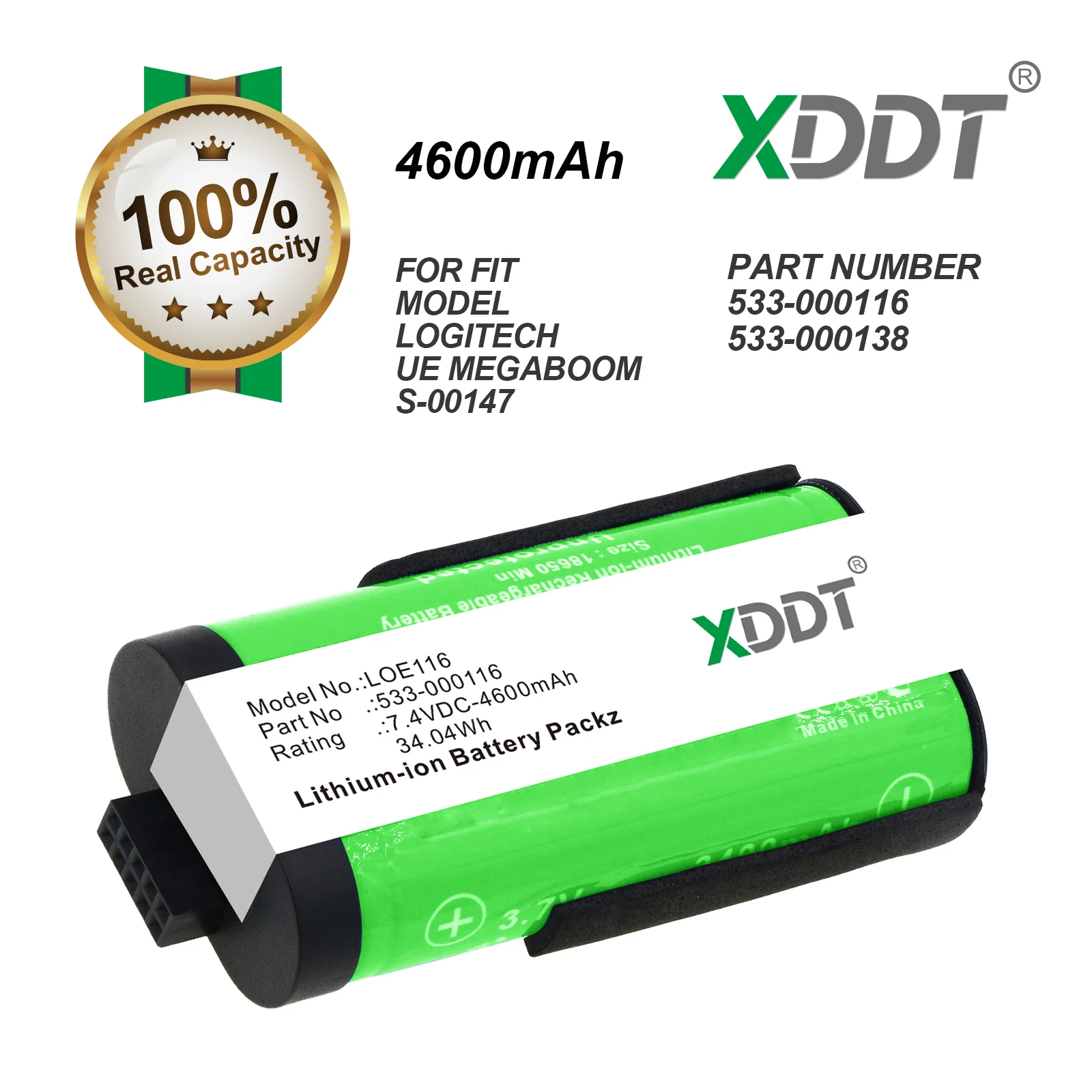 4600mAh Speaker Battery 533-000138 533-000116 for Logitech S-00147, UE MegaBoom, MegaBoom 1