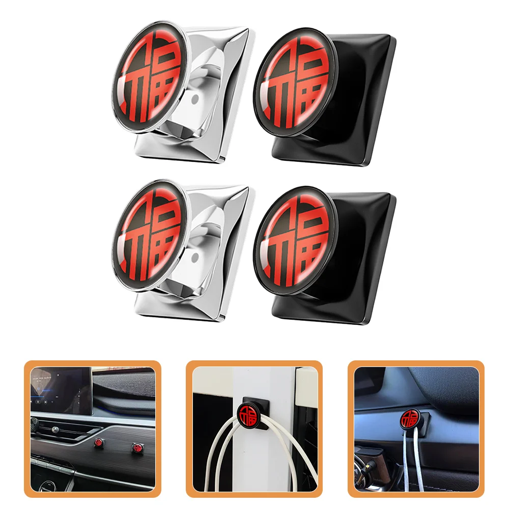 4 Pcs Car Hook Sticker Storage Organizer Small Dashboard Decorations Wall Hanging Accessories Keychain