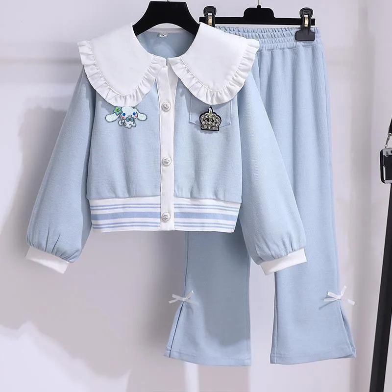 Girls Spring Autumn Clothes Suits Kuromi Loungewear for Girls Coats + Pants Two-Piece Cinnamoroll Teen Kids Tracksuits for 3-14Y