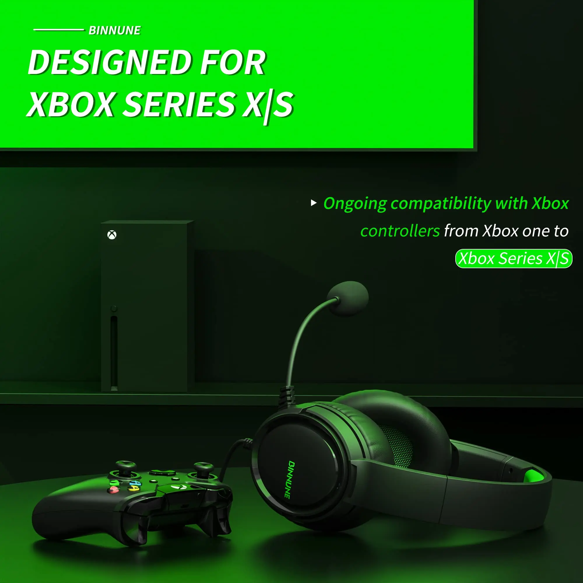 BINNUNE Gaming Headset with Mic for Xbox Series X|S Xbox One PS4 PS5 PC Switch, Wired Audifonos Gamer Headphones with Microphone