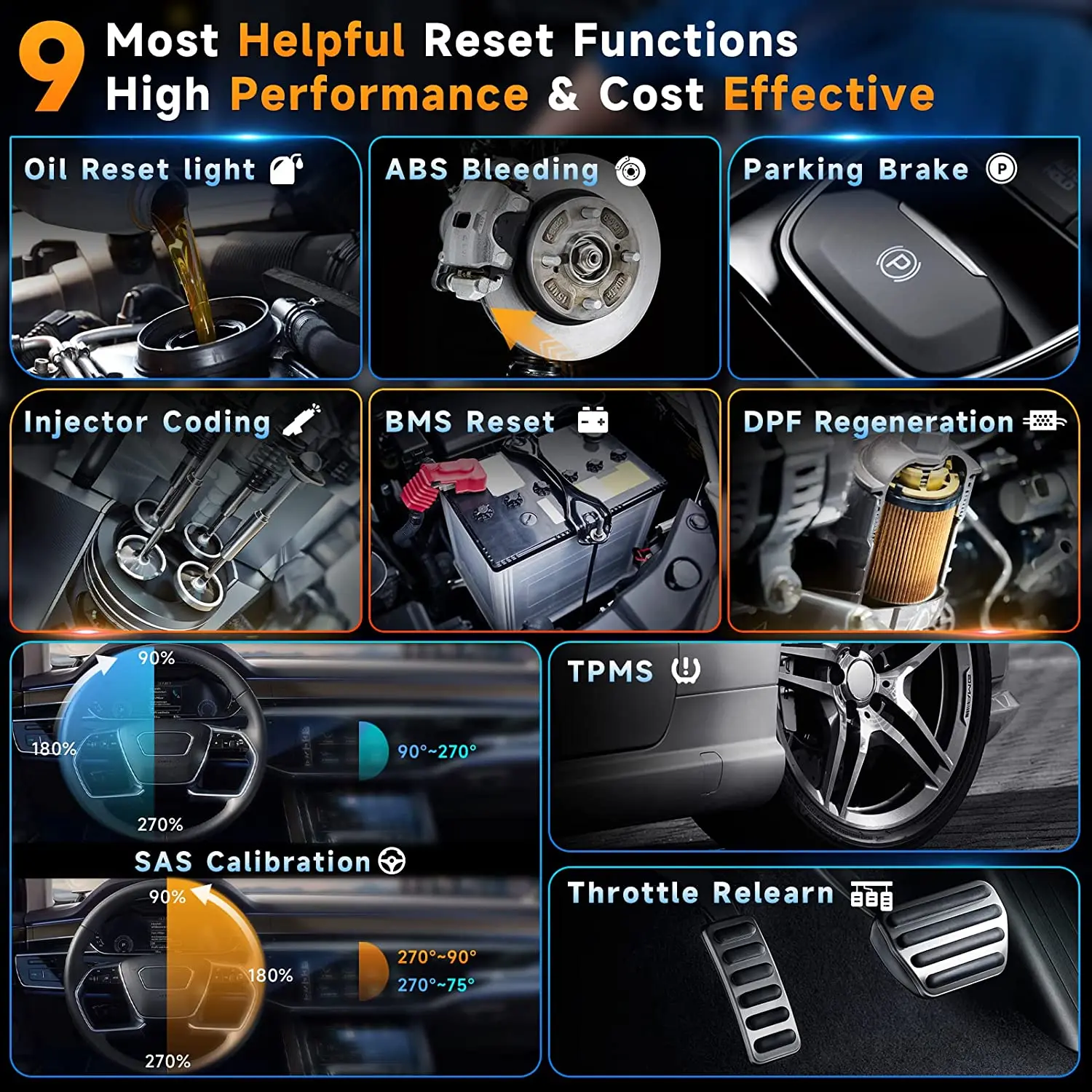 FOXWELL NT716 OBD2 Automotive Scanner ABS SRS Transmission Engine Diagnostic Tool Code Reader EPB OIL SAS 9 Reset OBD2 Auto Scan