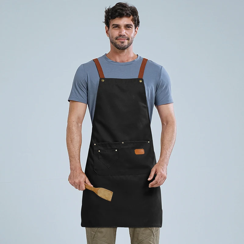 

1PC Kitchen apron Waterproof cross adjustable webbing Restaurant bar Barbershop work apron