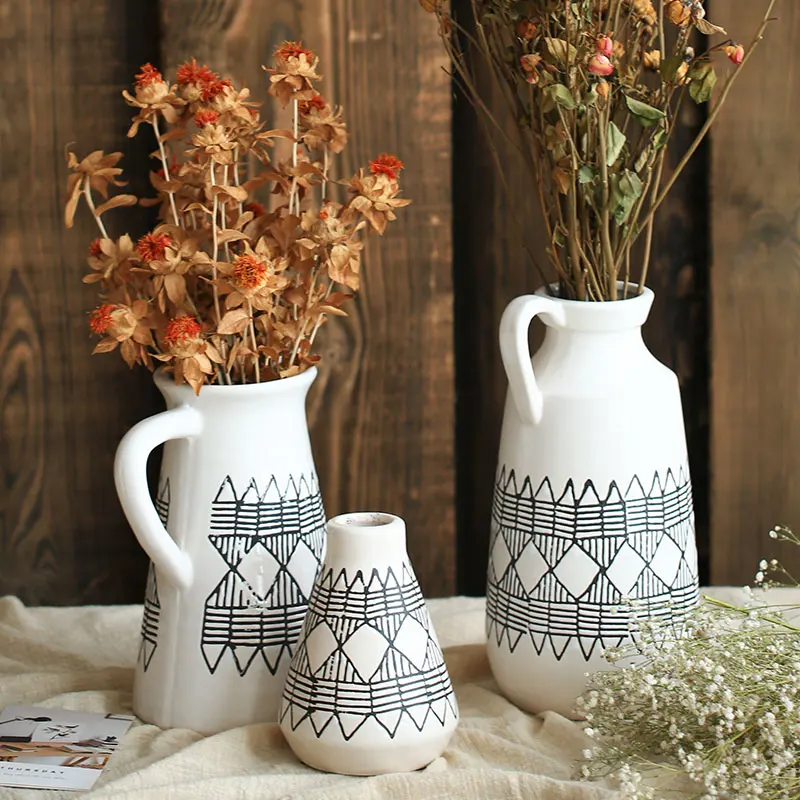 

Flower Vase Ceramic Flower Pot Vases Decoracion Para El Hogar Retro Flowers Arrangement Nordic Ornament Home Decor Ваза Декор