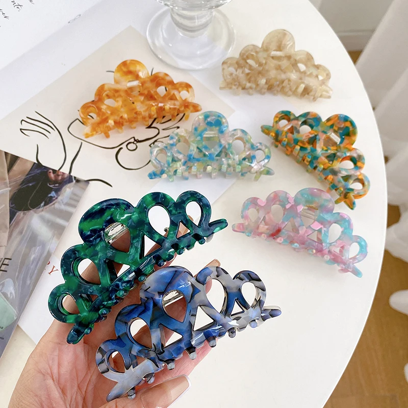 Korea Fashion New Big 9.3CM Color Acetate Hair Claw Clips Accessories High Quality For Women Girls Beautiful Hairpins Headdre