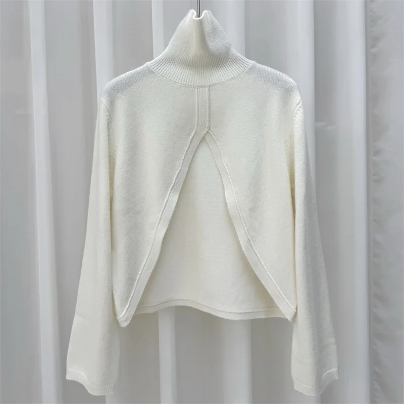 Women's sweater New elastic knitted slim fit long sleeved top for autumn 2025 Wool blend pullover pullover Women's turtleneck