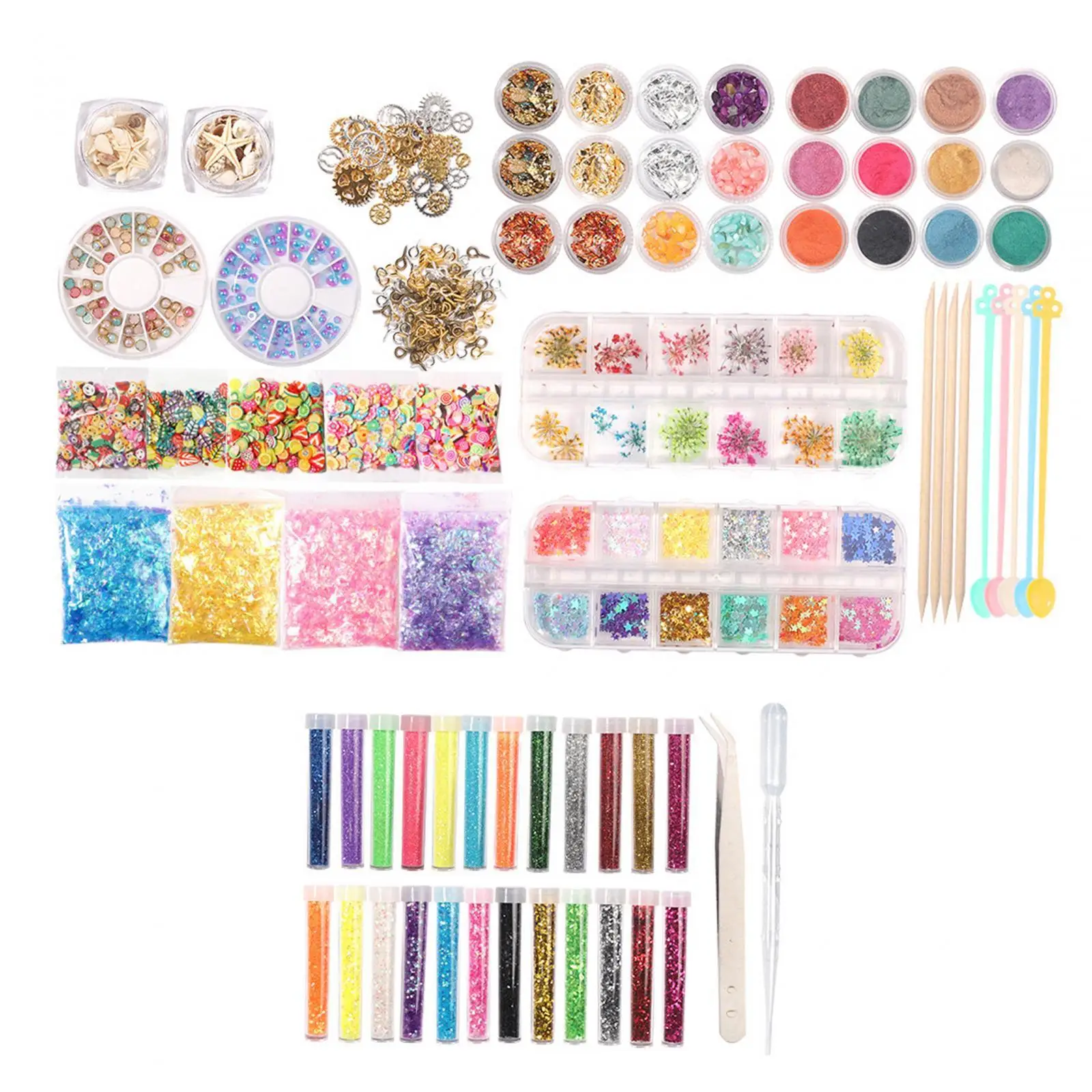 

Resin Decoration Accessories Set Sequin Glitter Craft Nail Art Decorations for Earring Repairing Storage Beginners Necklace