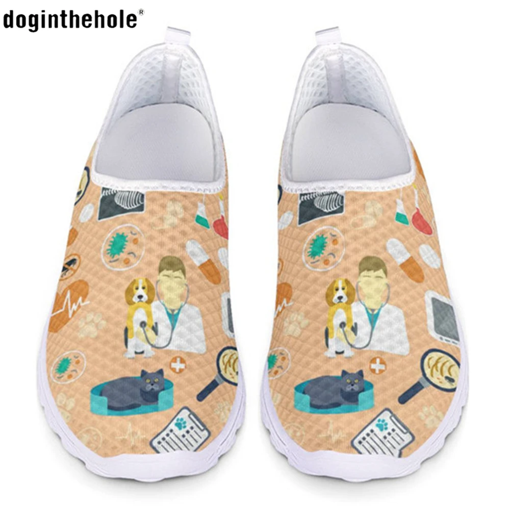 Veterinary Surgenon Print Women Shoes Breathable Mesh Sneaker Lightweight Slip On Shoes For Ladies Girls Fashion
