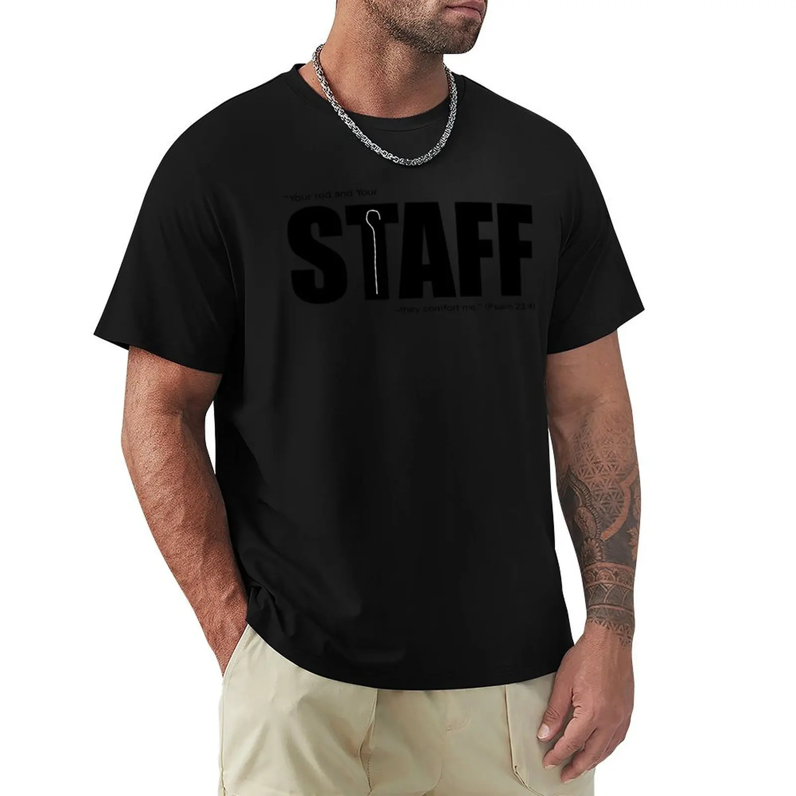STAFF (Psalm 23:4 Shepherd) shirts T-Shirt men t shirt cotton 100% T-Shirt