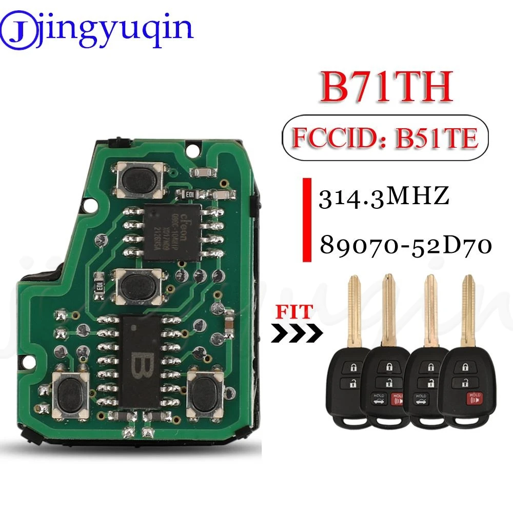 Jingyuqin B51TE / B71TH 314.3MHZ zdalny kluczyk gumowy przycisk Pad dla Toyota CHR VITZ YARIS Camry Corolla AQUA 89070-52D70