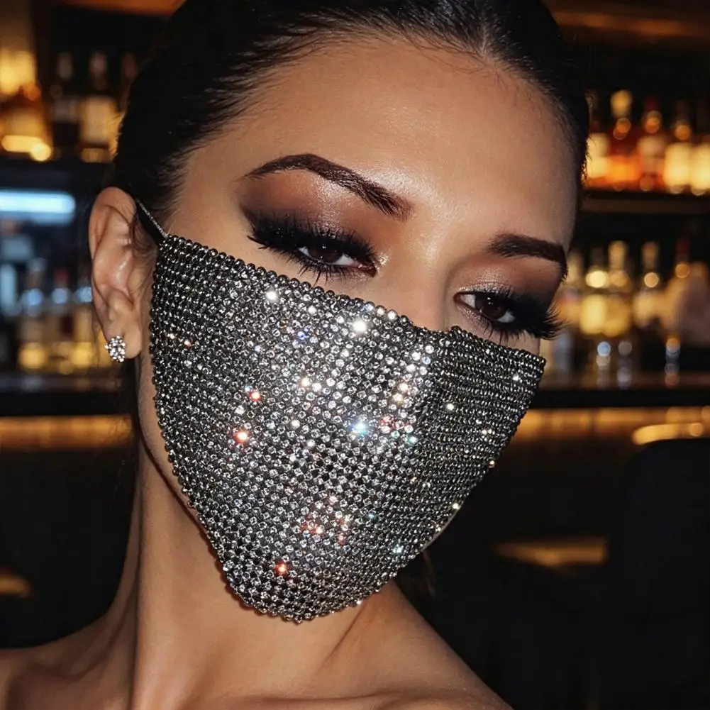 Glinsterende strass gezichtsmasker glitter kristallen masker, bling halfmaskers voor Halloween kostuumfeest nachtclub rave