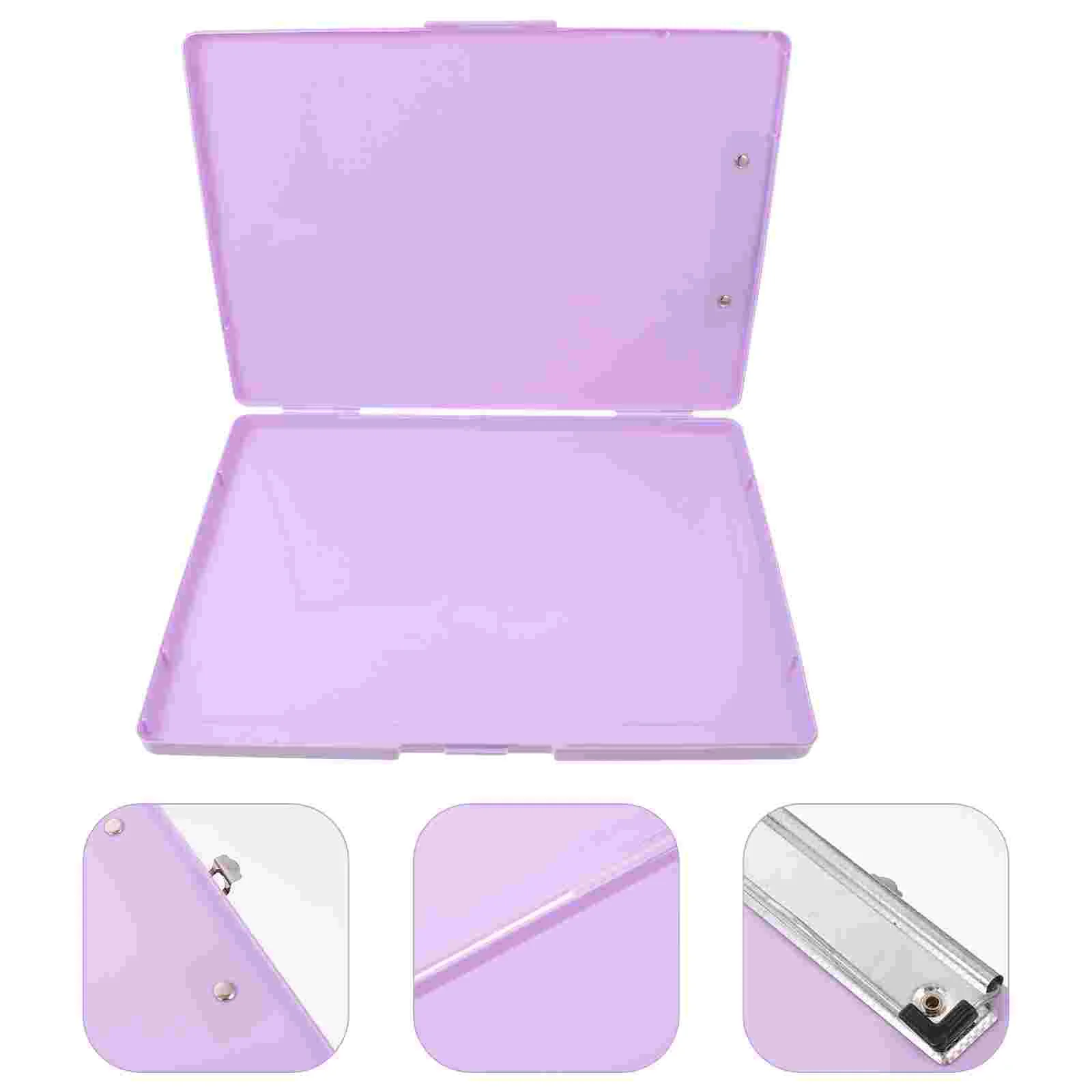 Storage Box Portable File Office Cards Greeting Organizer Containers Plastic Letter Size Clipboard Case