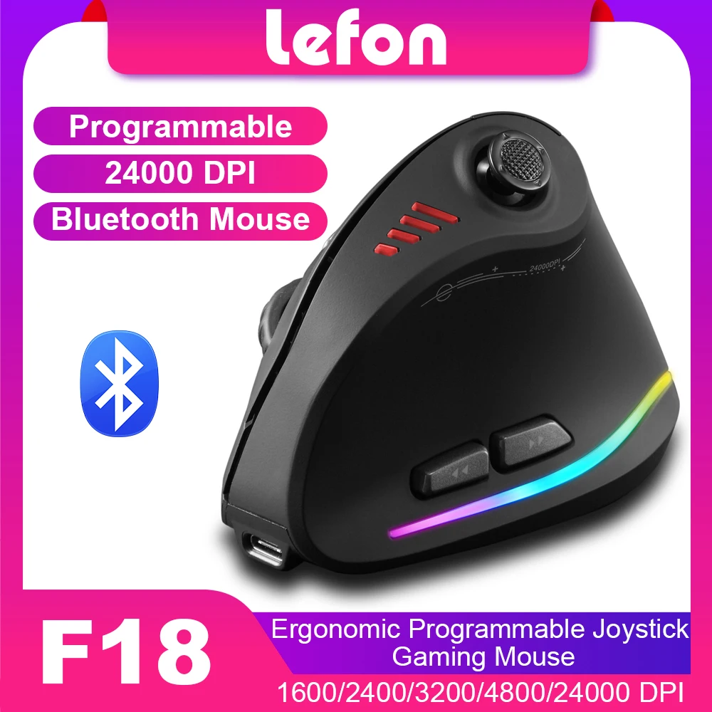 Вертикальная эргономичная мышь ZELOTES F18, беспроводная мышь 2,4G, Bluetooth 24000 точек на дюйм, игровая мышь для программирования для ПК, компьютера, ноутбука