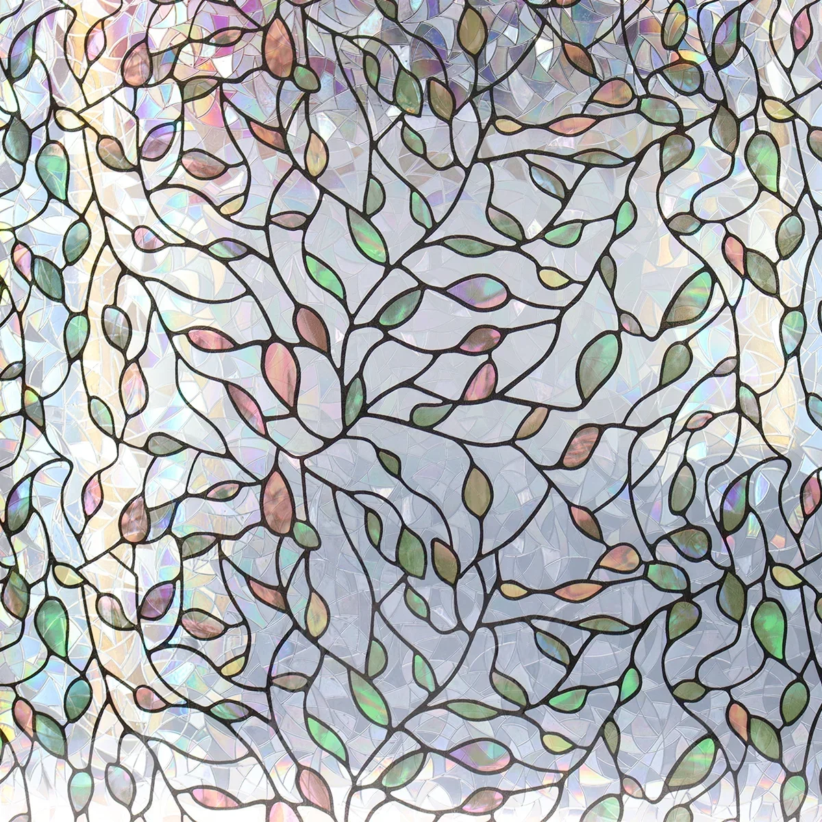 Sichtschutzfolie für Fenster, Buntglas, Regenbogenfarben, Fensteraufkleber aus Buntglas, statisch haftender Fensteraufkleber, nicht klebend