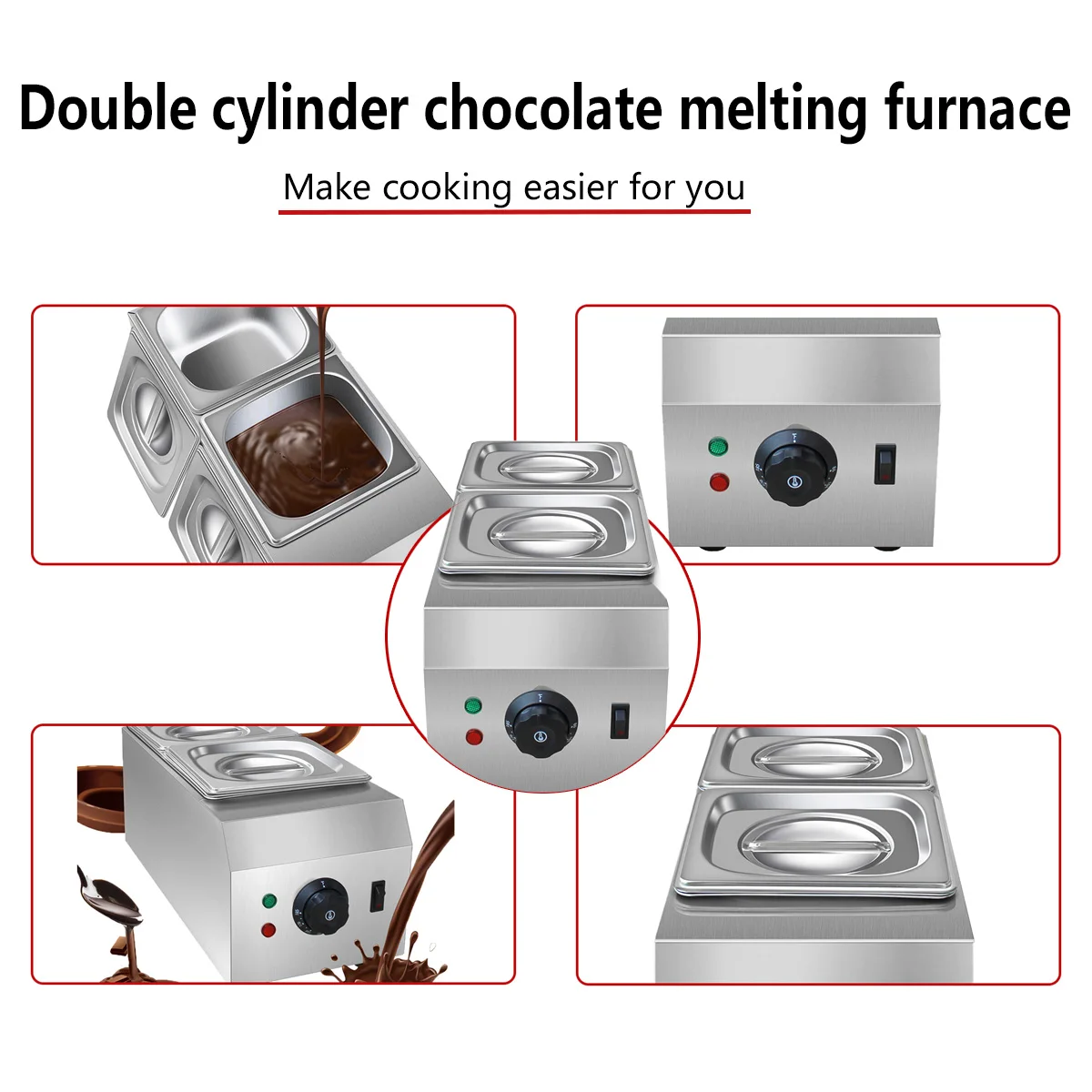آلة ذوبان الشوكولاتة الكهربائية التجارية ذات الأسطوانة المزدوجة آلة تسخين الشوكولاتة بالحليب الأجهزة المنزلية للمطبخ
