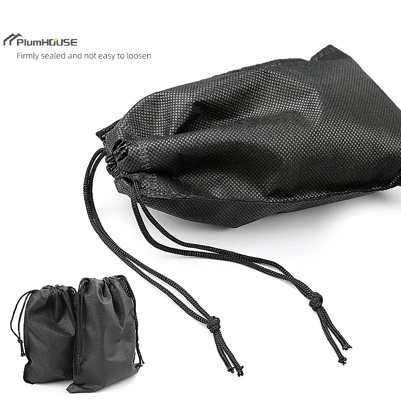 Shoe Dust Covers Non-Woven Dustproof Organizing Bags Black Drawstring Storage Bag Travel Shoe Bags Drying Shoes Protect