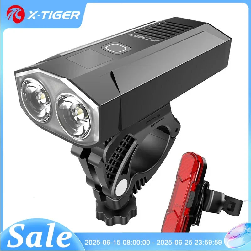X-TIGER conjunto de luz dianteira da bicicleta à prova dwaterproof água mtb lâmpada 5200mah usb recarregável led acessório da bicicleta farol conjunto luz traseira