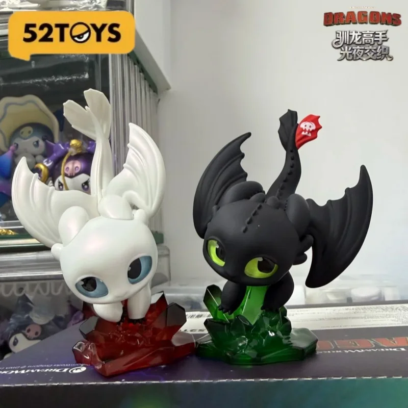 In Stock 52TOYS How To Train Your Dragon Light Night Intertwined Blind Box Toothless & Light Fury Desktop Ornament Trendy Toy