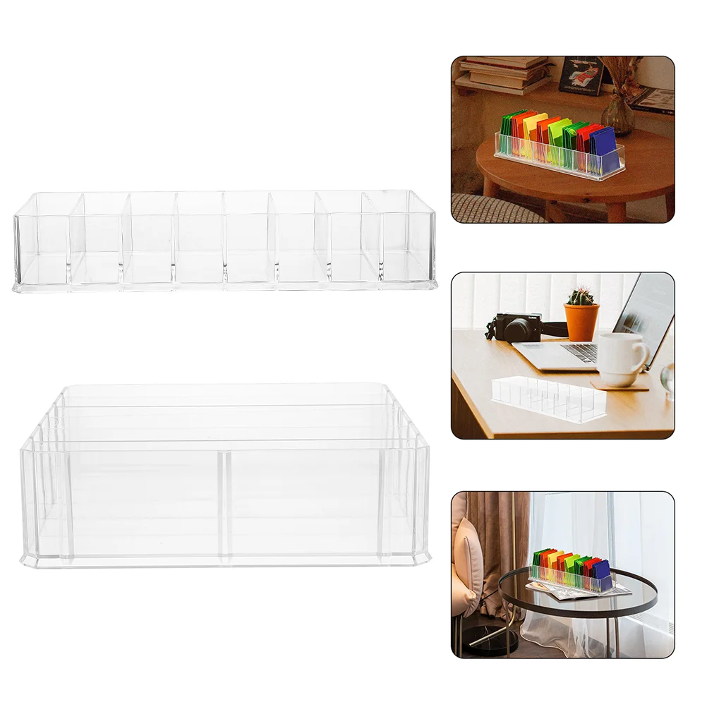 

2 Pcs Storage Box Tray Ticket Case Acrylic Coin Multi-grid Desktop File Organizer Cash Holder