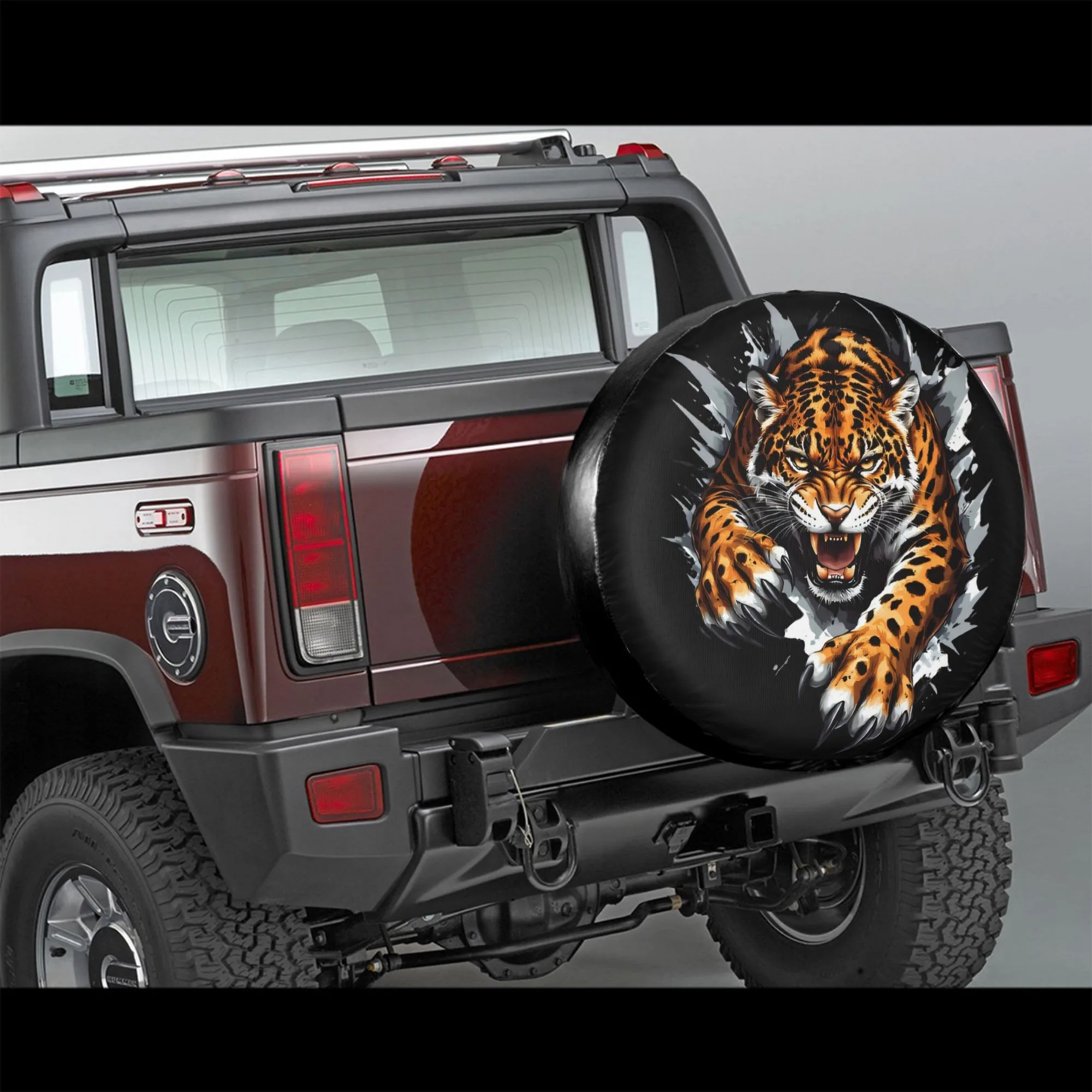 Dominant Leopard Print Spare Tire Cover Fits 14-17 Inch Tires for SUV Truck