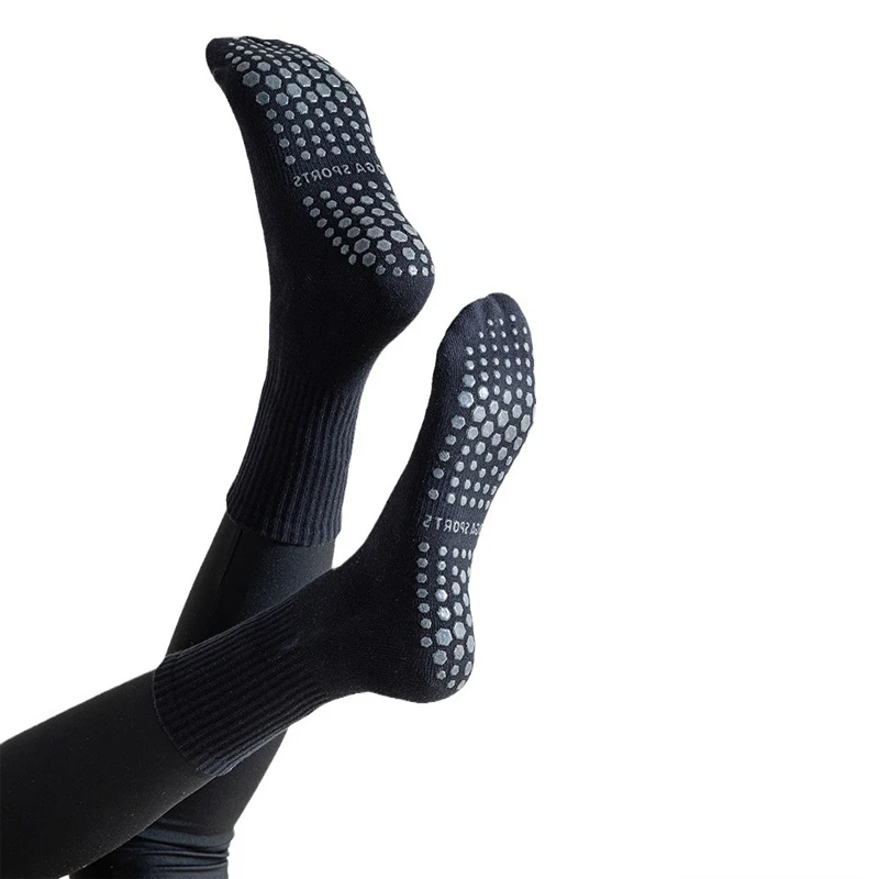 2/4 Pairs Non-slip Yoga Socks Cotton Solid Color Mid-tube Pilates Socks Gym Floor Indoor Fitness Sport Silicone Socks