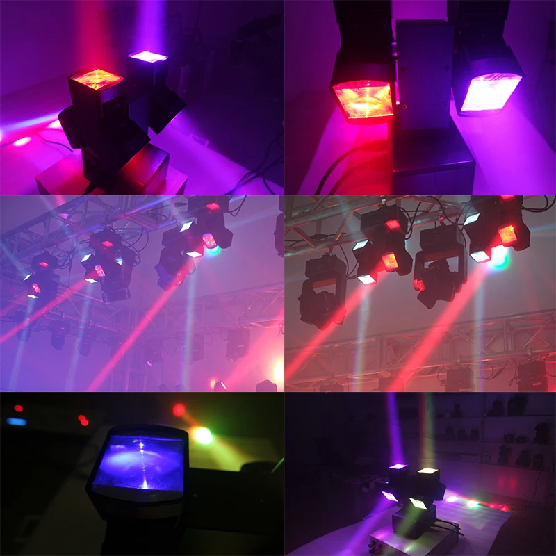 Mini 2 Arm Rotating Moving Head Lights LED DJ Disco Strobe Beam Stage Effect RGBW DMX Sound Control Audience Show Stage Lighting
