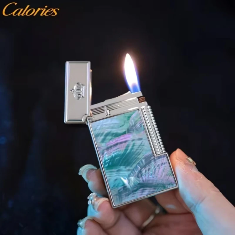 

Калории, цветная оболочка, керосиновая зажигалка Langsheng, узор в виде ракушки, фортепиано, звук, боковая скольжение, инструмент для курения, бизнес-подарок для парня