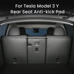 For Tesla Model Y / 3 Rear Seat Back Cover Leather Backrest Protector Velcro All Weather Split Dog Liner Pet Mat Anti-kick Pads