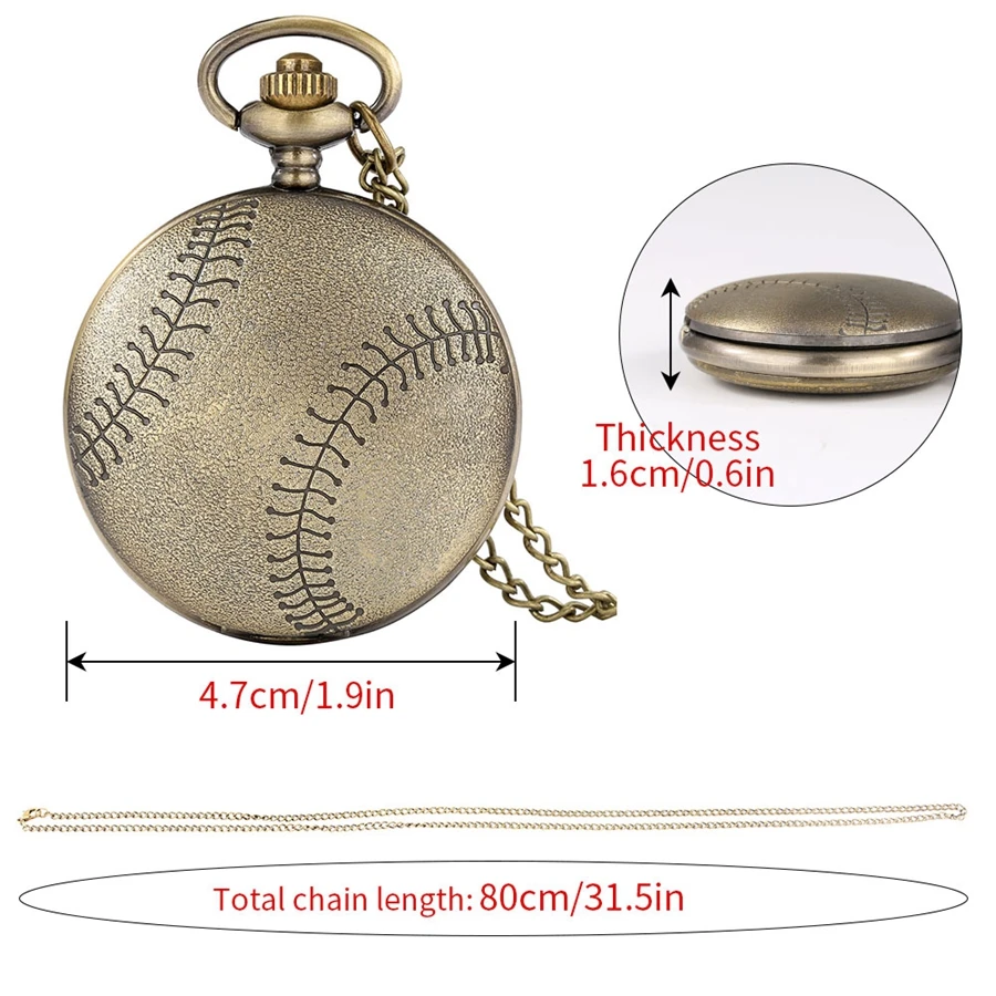 Bijoux de BaseBall en Bronze au Design Unique, Softball d'extérieur, collier, pendentif, chaîne, horloge, Souvenir, cadeaux de Cosplay, montres de Sport