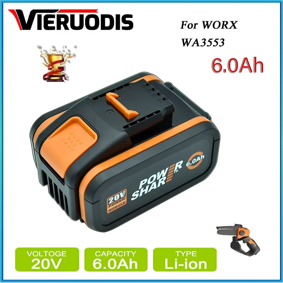 

For 20V Battery 6000mah Li-ion for Worx WX390/WX176/WX166.4/WX372.1 WX800/WX678/WX550/WX532/WG894E WG629E/WG329E/WG2