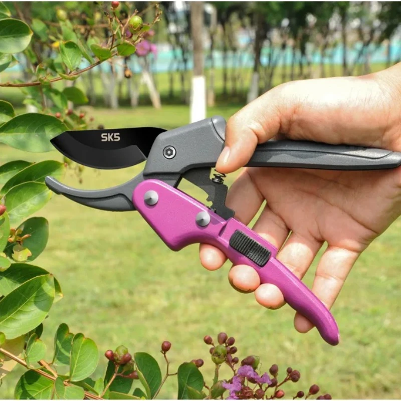 Sharp SK5 High Carbon Steel Trimming Cutter, Zinc Alloy Grip Large Opening Labor-saving Hand Tool for Fruit Branch Cutting