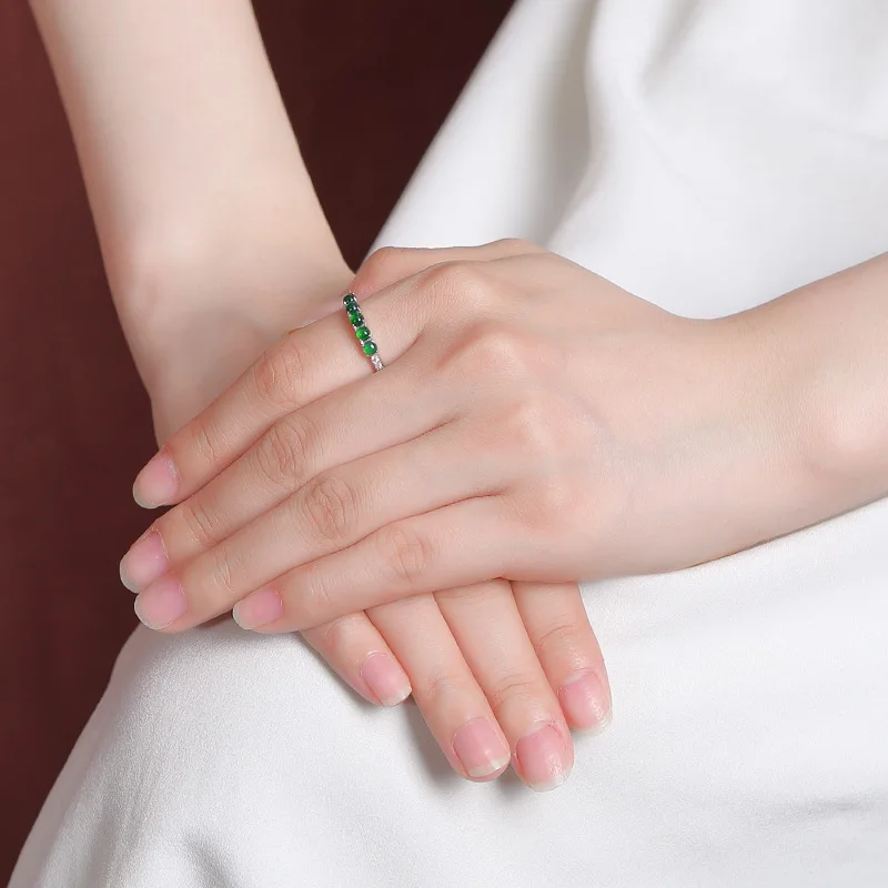 HX New Five-bead Ring for Women Simple and Fashionable Gift Adjustable Opening Temperament and Versatile Fashion Accessories image 4