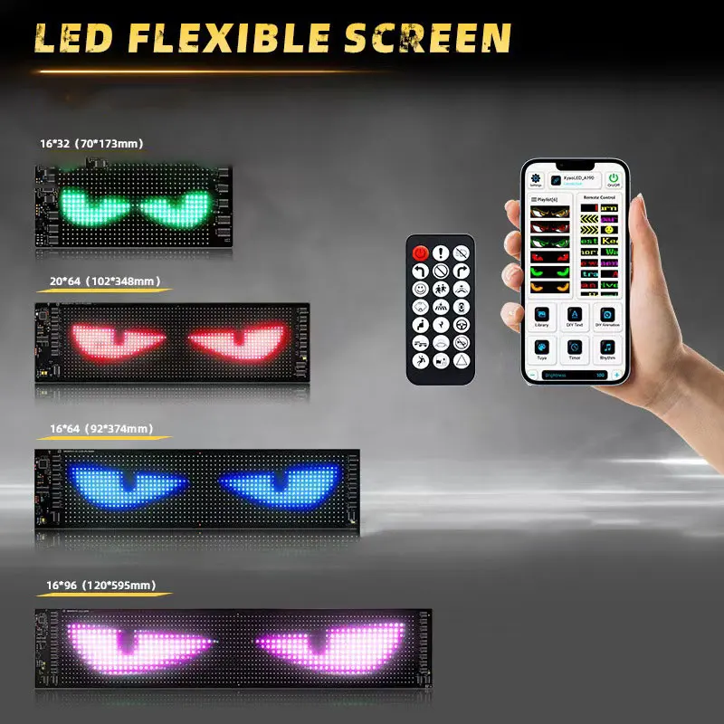 flexible screen Universal LED matrix pixel panel devil's eyes car interior light personalized window decor light