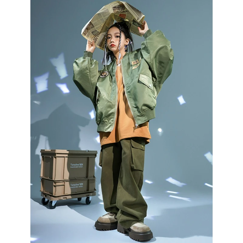 ربيع الخريف الاطفال الفتيان الفتيات الشارع الشهير الهيب هوب فضفاض البيسبول سترة واسعة الساق السراويل البضائع مجموعات الأطفال معطف الجينز رياضية