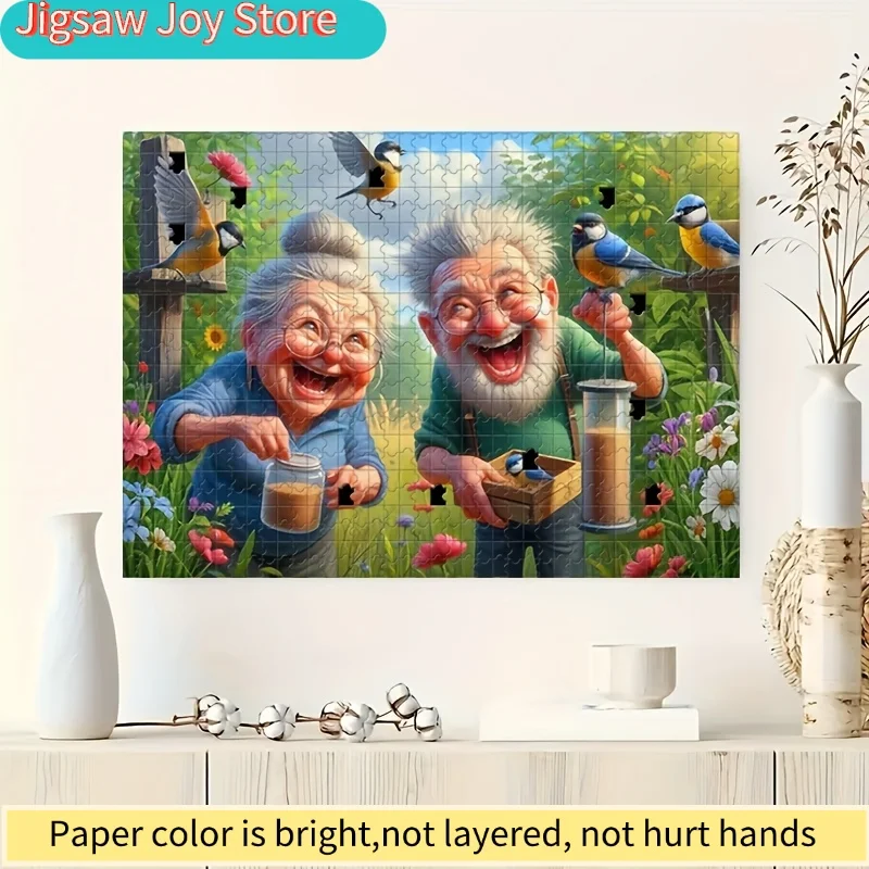 

Puzzle Game | Grandparents Feeding Birds Scene - Intellectual Challenge Game, Halloween and Christmas Novelty Holiday Gifts,